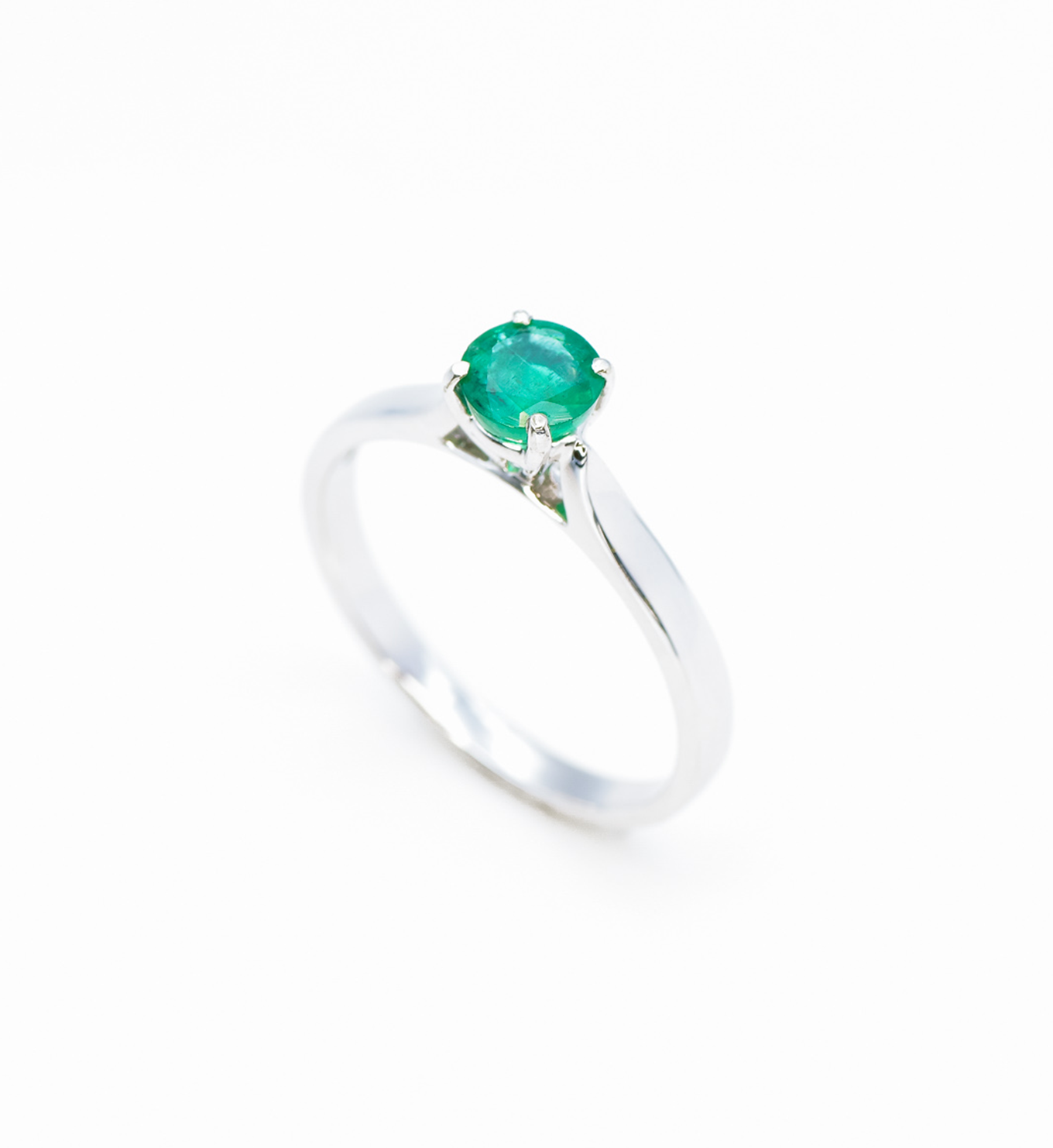 Certified Emerald Ring, Solitaire White Gold Ring, Zambian Emerald Ring
