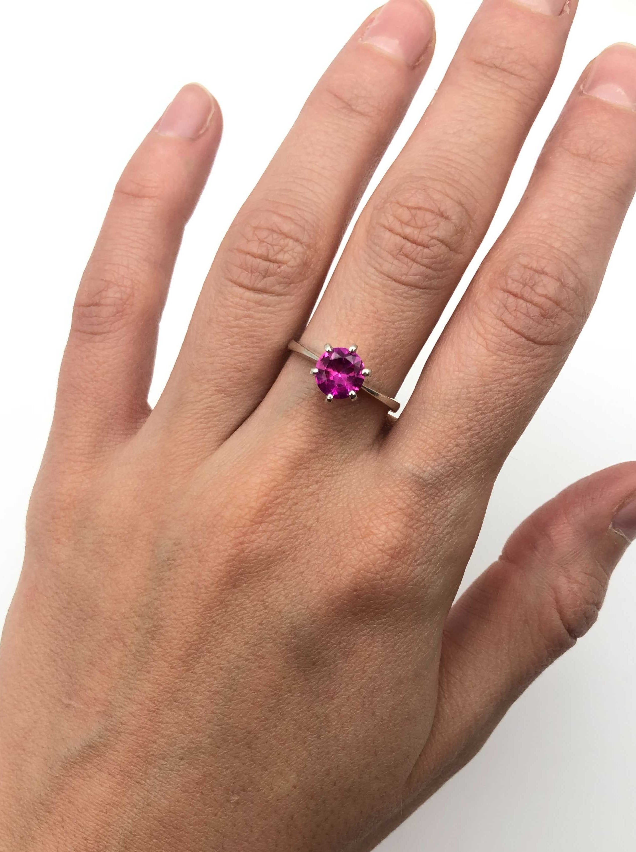 Promise Ring, Engagement Ring, Pink diamond Ring, Created Alexandrite Ring