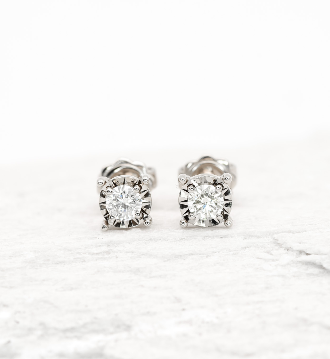 Dainty Diamond Stud Earrings, Minimalist Diamond Studs, 18k White Gold