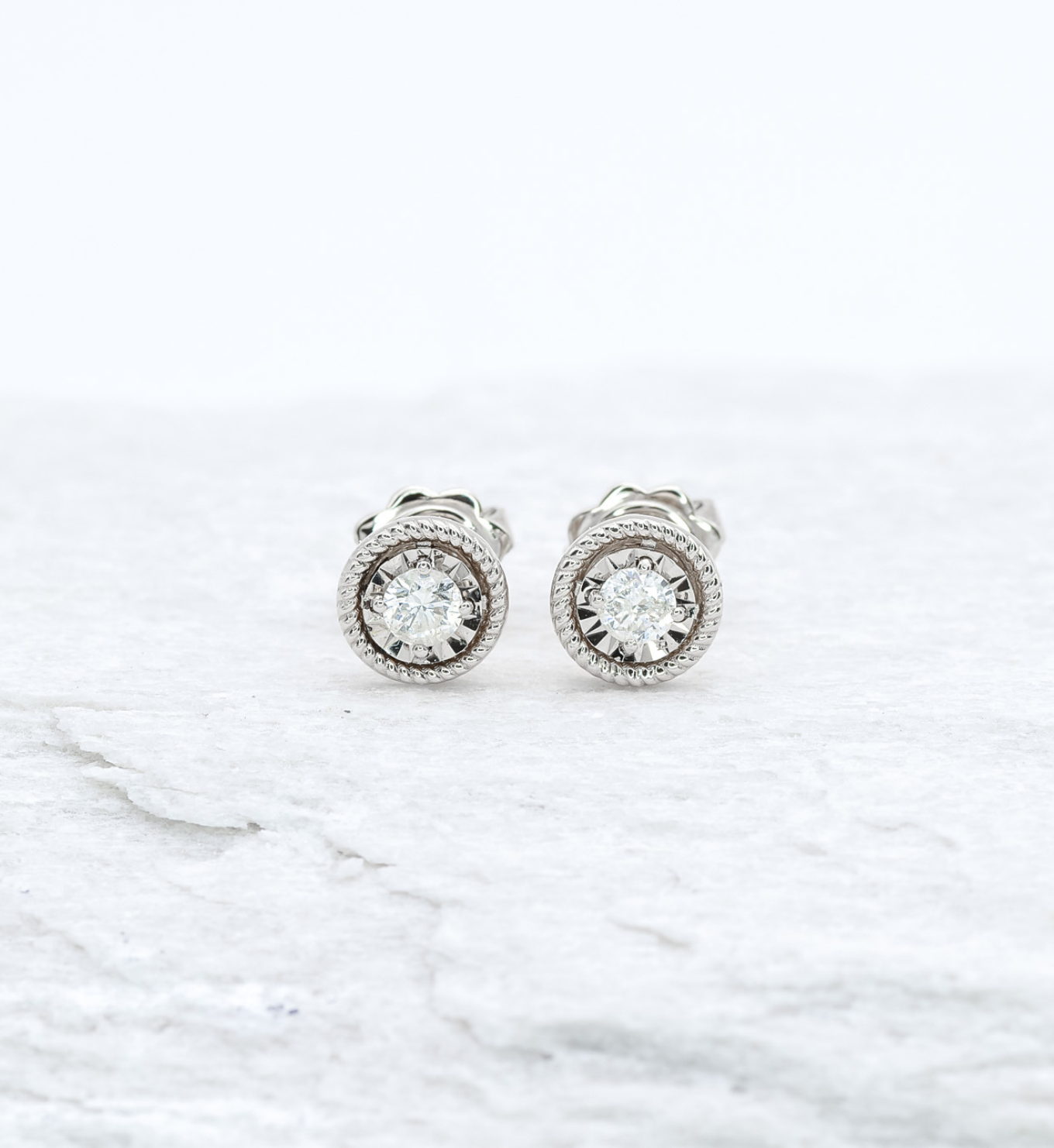 Dainty Real Diamond Studs, Vintage Style Studs, White Gold Diamond Earrings, Minimalist Diamond Studs