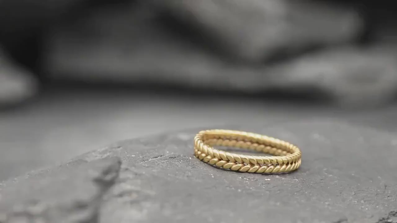 Gold Braided Band, Boho Ring, Gold Plated Ring, Plait Band, Stackable Ring, Dainty Band, Stacking Band, Braided Ring, Gold Vermeil Ring