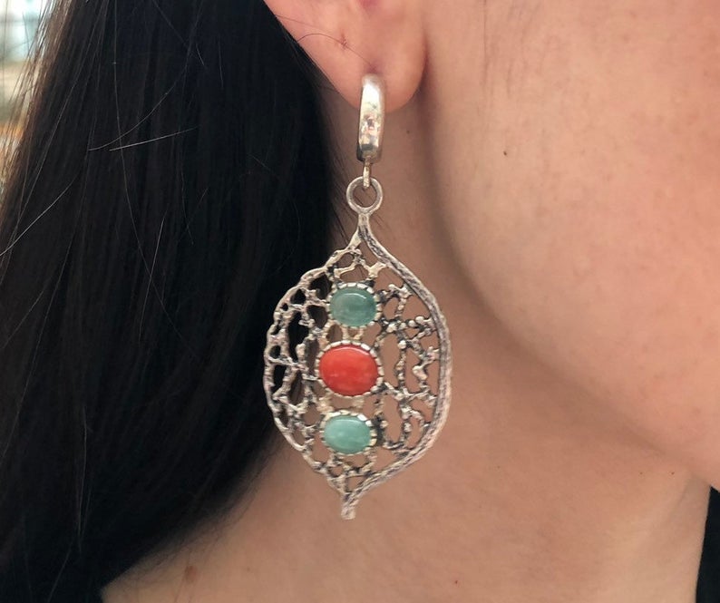 Lemon Jade and Coral Earrings