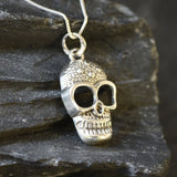 Silver Skull Pendant, Vintage Skull Necklace, Statement Skull Pendant, Solid Silver Pendant, Artistic Silver Pendant, 925 Sterling Silver
