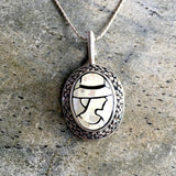 Mosaic Pendant, Cameo Pendant, Lady Pendant, Victorian Pendant, Vintage Pendant, Roman Pendant, Carved Pendant, Silver Pendant, Solid Silver
