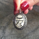 Mosaic Pendant, Cameo Pendant, Lady Pendant, Victorian Pendant, Vintage Pendant, Roman Pendant, Carved Pendant, Silver Pendant, Solid Silver