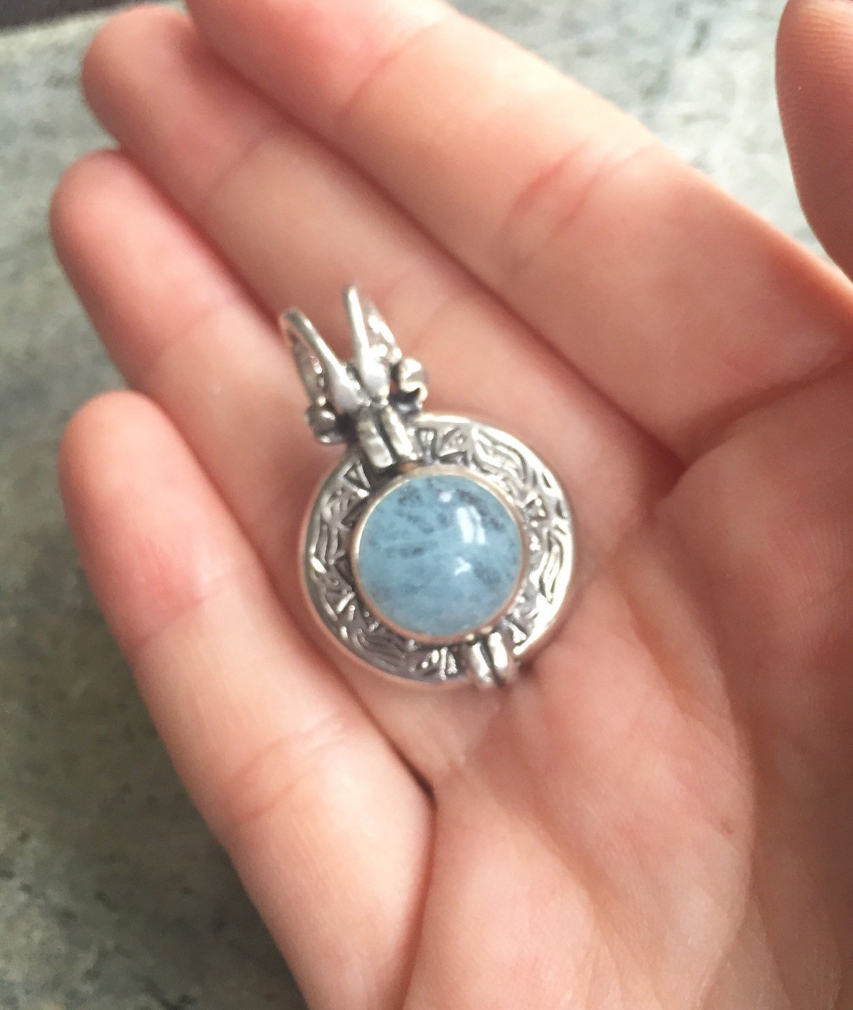 Aquamarine Pendant, Egyptian Jewelry, Natural Aquamarine, March Birthstone, Ancient Egypt Jewelry, Silver Pendant, Solid Silver, Pure Silver