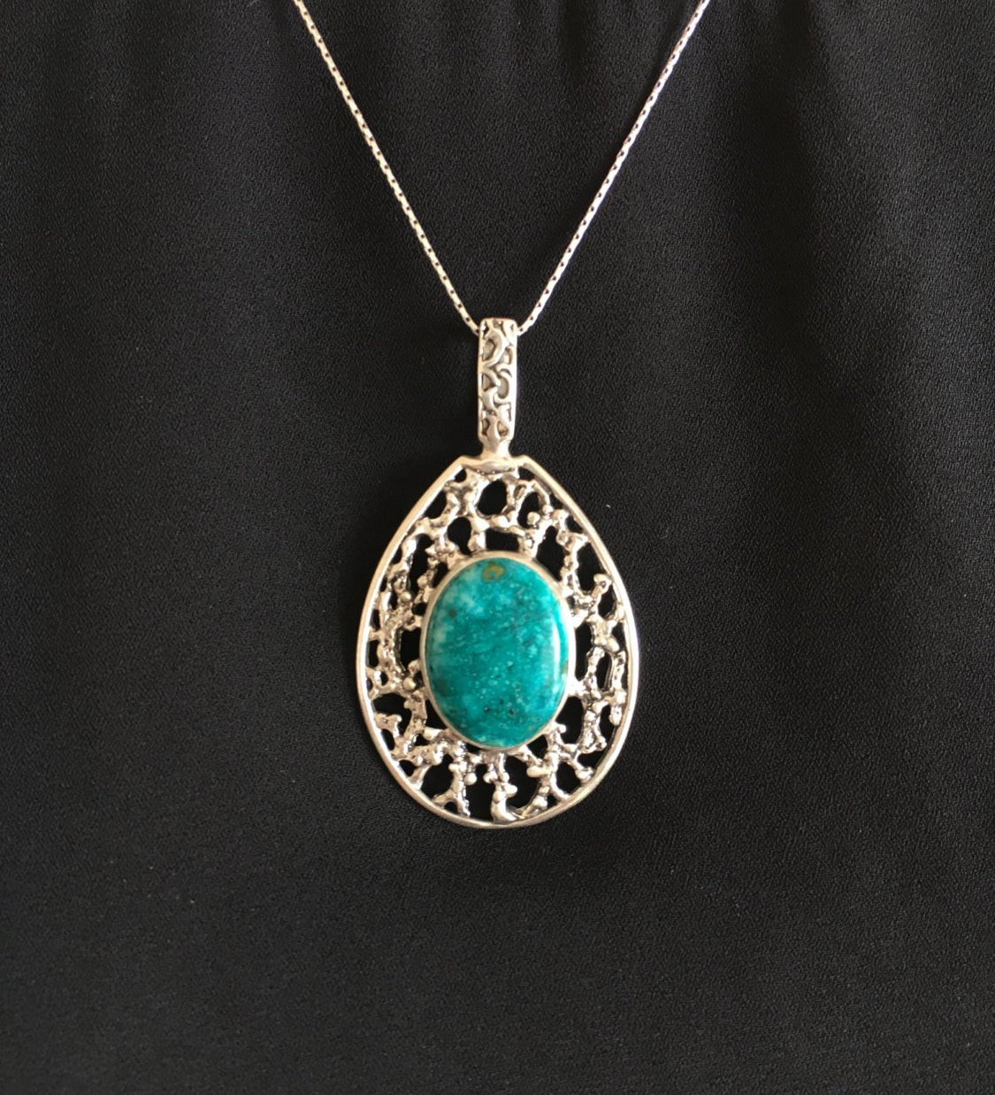 Chrysocolla Pendant, Sagittarius Birthstone, Chrysocolla, Statement Pedant, Unique Pendant, Gemstone Pendant, Solid Silver, Silver Pendant