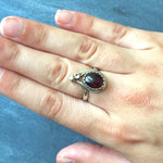 Garnet Ring, January Birthstone, Natural Garnet, January Ring, Red Garnet Ring, 2 Carats, Vintage Rings, Vintage Ring, Solid Silver Ring