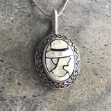 Mosaic Pendant, Cameo Pendant, Lady Pendant, Victorian Pendant, Vintage Pendant, Roman Pendant, Carved Pendant, Silver Pendant, Solid Silver