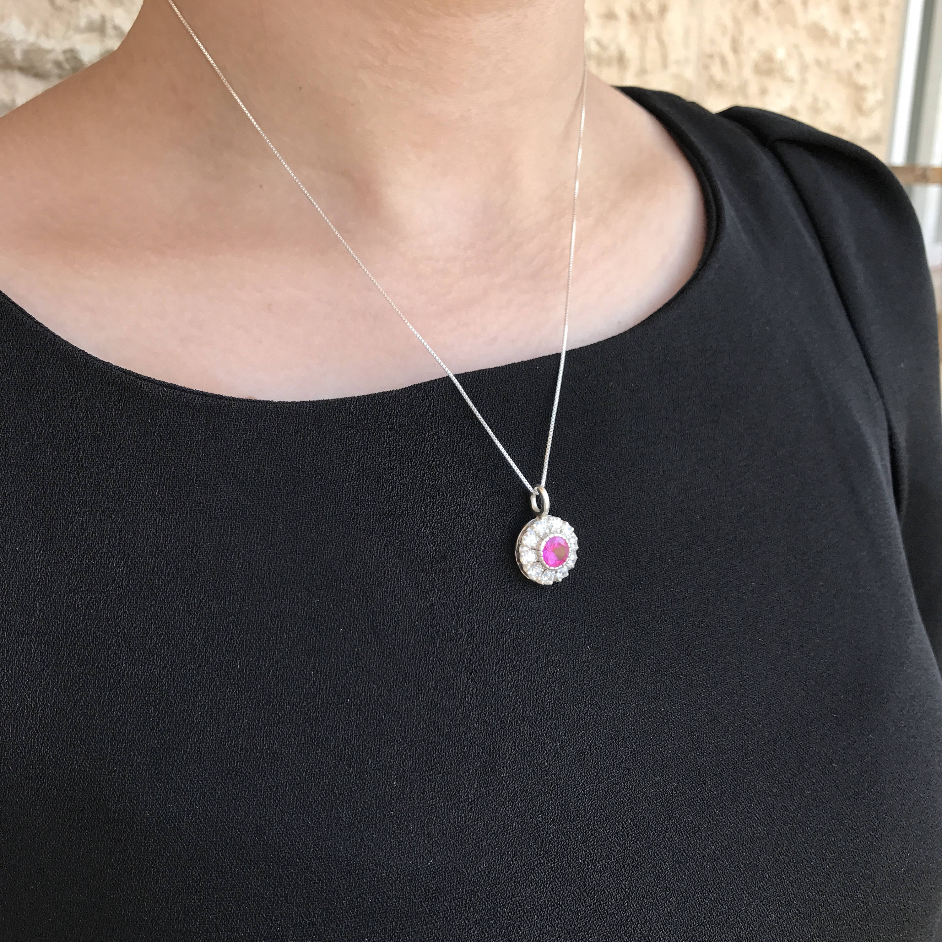 Alexandrite Pendant, Created Alexandrite, Pink Pendant, Pink Alexandrite Pendant, Victorian Pendant, Solid Silver Pendant, Alexandrite