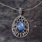 Kyanite Pendant, Blue Kyanite, Natural Kyanite, Blue Kyanite Pendant, Large Stone Pendant, Vintage Pendant, Silver Pendant, Antique Pendant