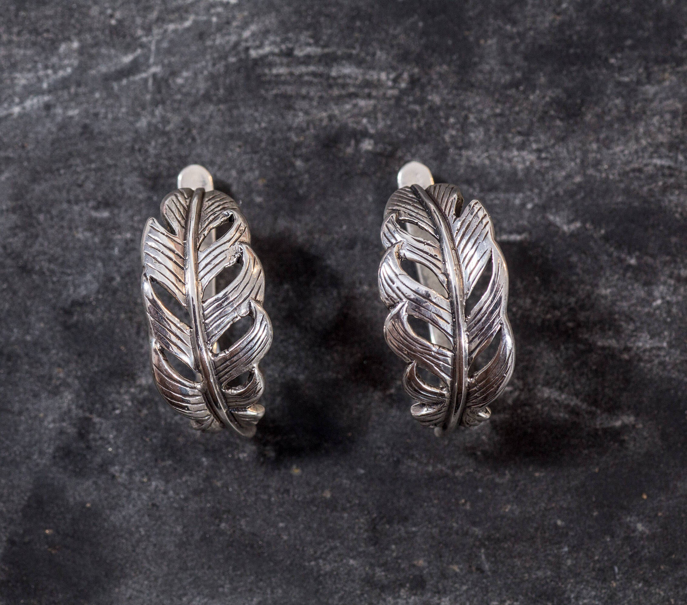 Leaf Earrings, Silver Leaf Earrings, Solid Silver Earrings, Statement Earrings, Unique Art Earrings, Artistic Earrings, Sterling Silver