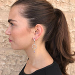 Citrine Earrings, Long Silver Earrings, Amethyst Earrings, Circle Earrings, Natural Citrine, Dangling Earrings, Silver Earrings, November