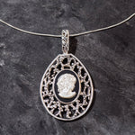 Cameo Pendant, Lady Pendant, Victorian Pendant, Roman Jewelry, Vintage Pendant, Roman Pendant, Carved Pendant, Silver Pendant, Solid Silver