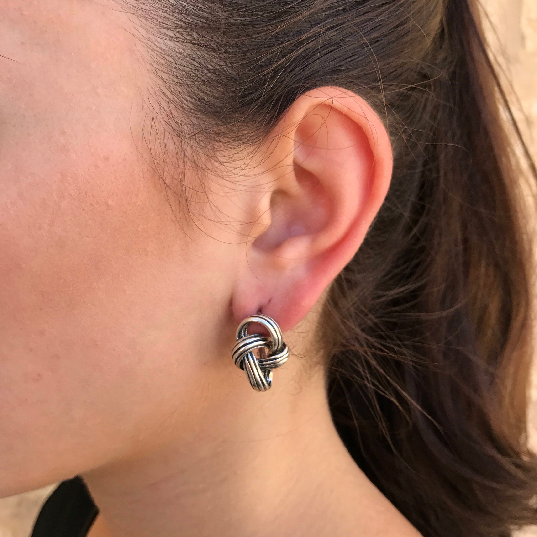 Silver Knot Earrings, Knot Earrings, Silver Earrings, Unique Art Earrings, Statement Earrings, Artistic Earrings, Sterling Silver