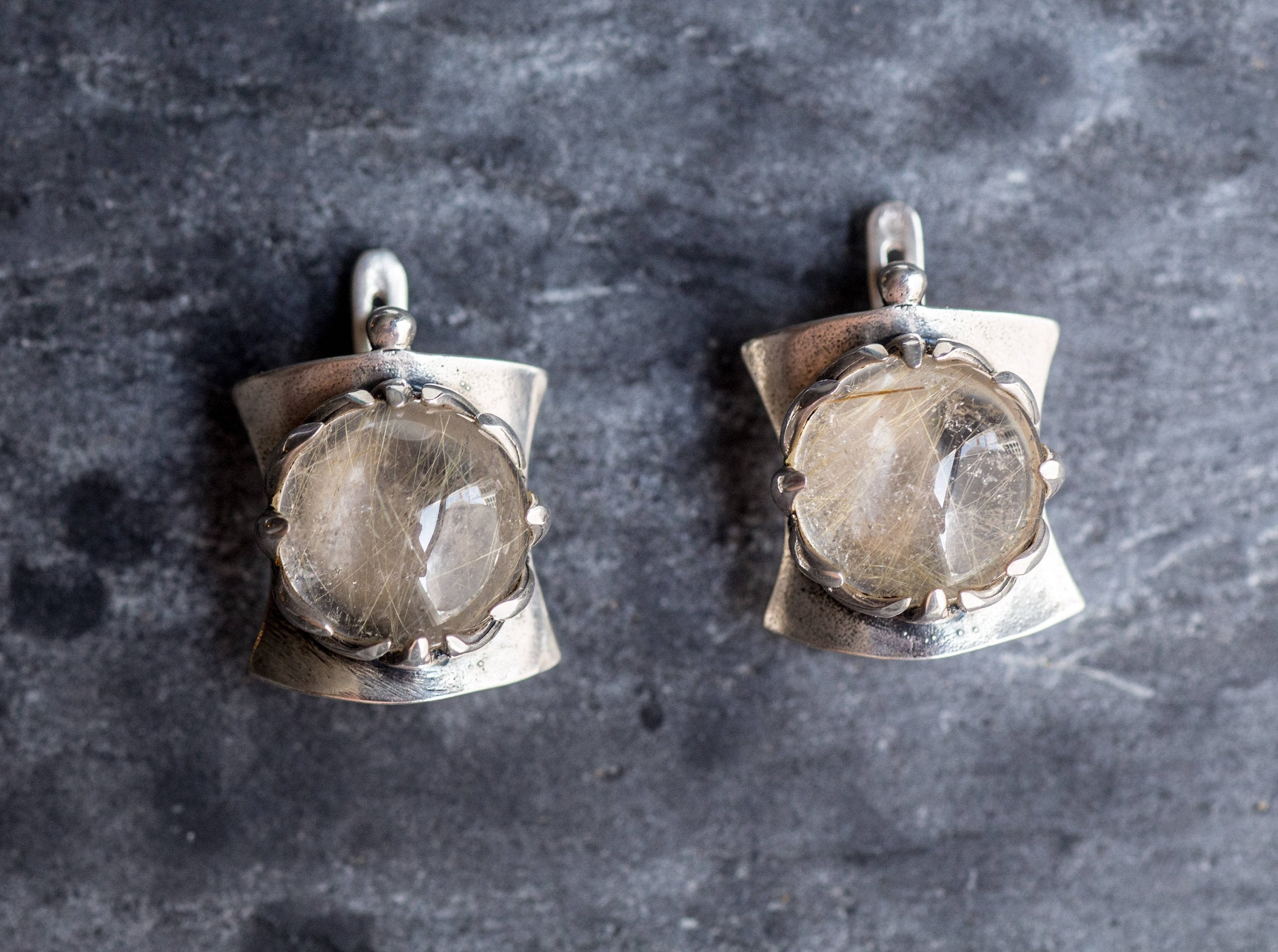 Rutilated Quartz Earrings, Vintage Earrings, Leo Birthstone, Natural Gem, Quartz Earrings, Golden Rutilated, Gold Quartz, Unique Earrings