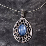 Kyanite Pendant, Blue Kyanite, Natural Kyanite, Blue Kyanite Pendant, Large Stone Pendant, Vintage Pendant, Silver Pendant, Antique Pendant