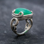 Artistic Green Ring, Chrysoprase Ring, Natural Chrysoprase, May Birthstone, Vintage Rings, Green Chrysoprase, Solid Silver Ring, Chrysoprase