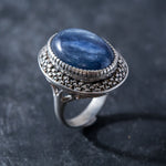 Large Kyanite Ring, Natural Blue Kyanite, Vintage Blue Rings, Large Stone Ring, African Kyanite, Unique Ring Design, Silver Ring, Kyanite