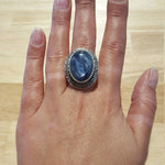 Large Kyanite Ring, Natural Blue Kyanite, Vintage Blue Rings, Large Stone Ring, African Kyanite, Unique Ring Design, Silver Ring, Kyanite