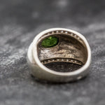 Wide Green Ring, Tourmaline Ring, Natural Tourmaline, Green Tourmaline, October Birthstone, Wide Band Ring, Solid Silver Ring, Tourmaline