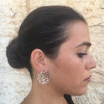 Flower Earrings, Silver Earrings, Large Stud Earrings, Artistic Earrings, Statement Earrings, Swirl Earrings,Artisan Earrings, Stud Earrings