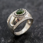Wide Green Ring, Tourmaline Ring, Natural Tourmaline, Green Tourmaline, October Birthstone, Wide Band Ring, Solid Silver Ring, Tourmaline