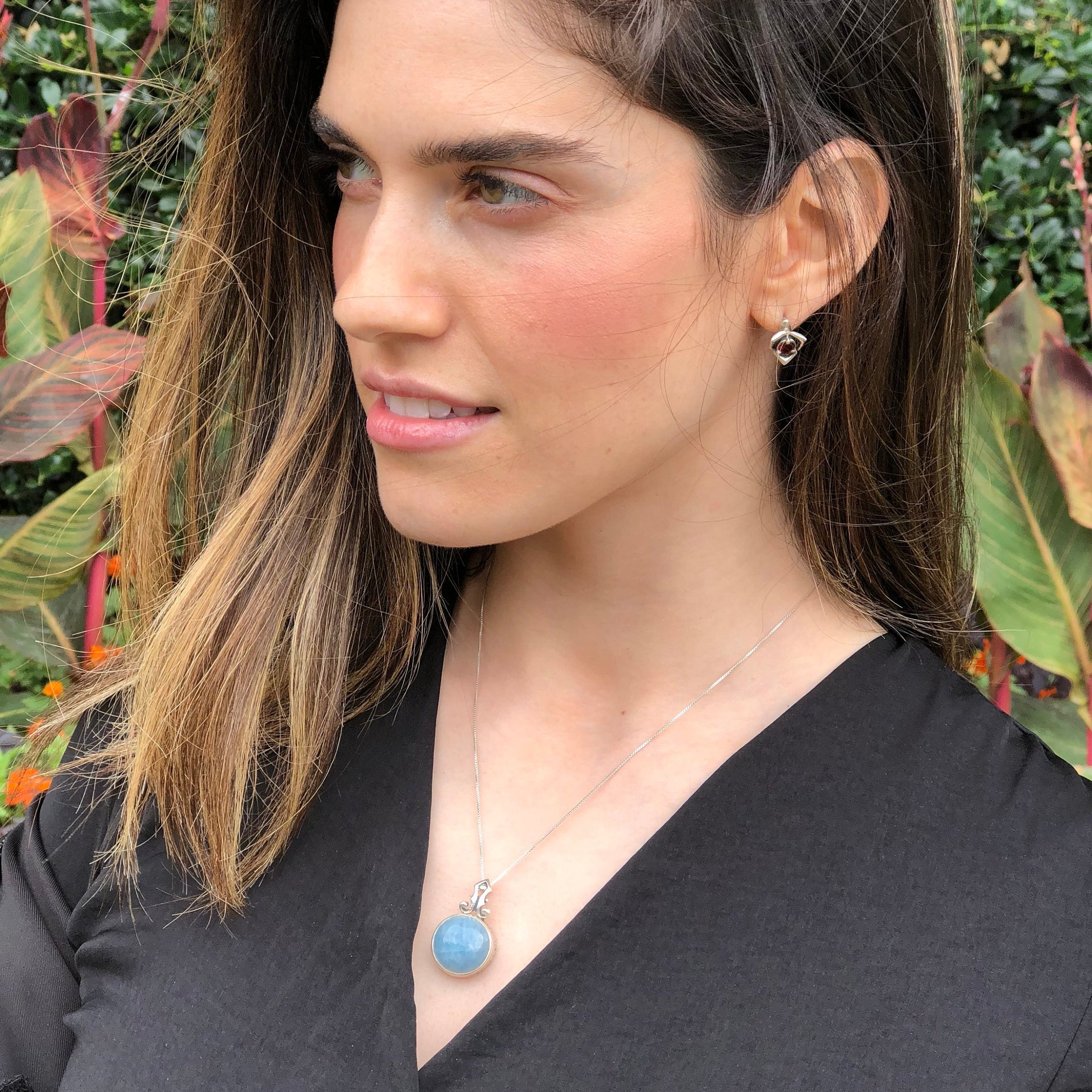 Roman Blue Pendant, Aquamarine Pendant, Natural Aquamarine, March Birthstone, Vintage Pendant, Blue Pendant, Silver Pendant, Aquamarine