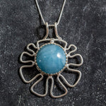 Artistic Blue Pendant, Aquamarine Pendant, Natural Aquamarine, March Birthstone, Vintage Pendant, Blue Pendant, Silver Pendant, Aquamarine