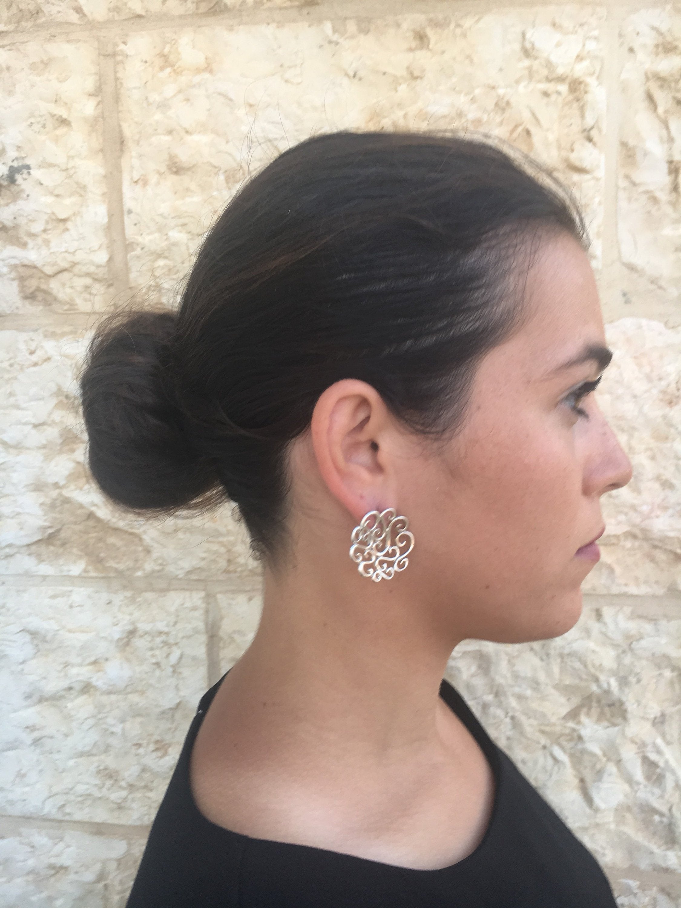 Flower Earrings, Silver Earrings, Large Stud Earrings, Artistic Earrings, Statement Earrings, Swirl Earrings,Artisan Earrings, Stud Earrings