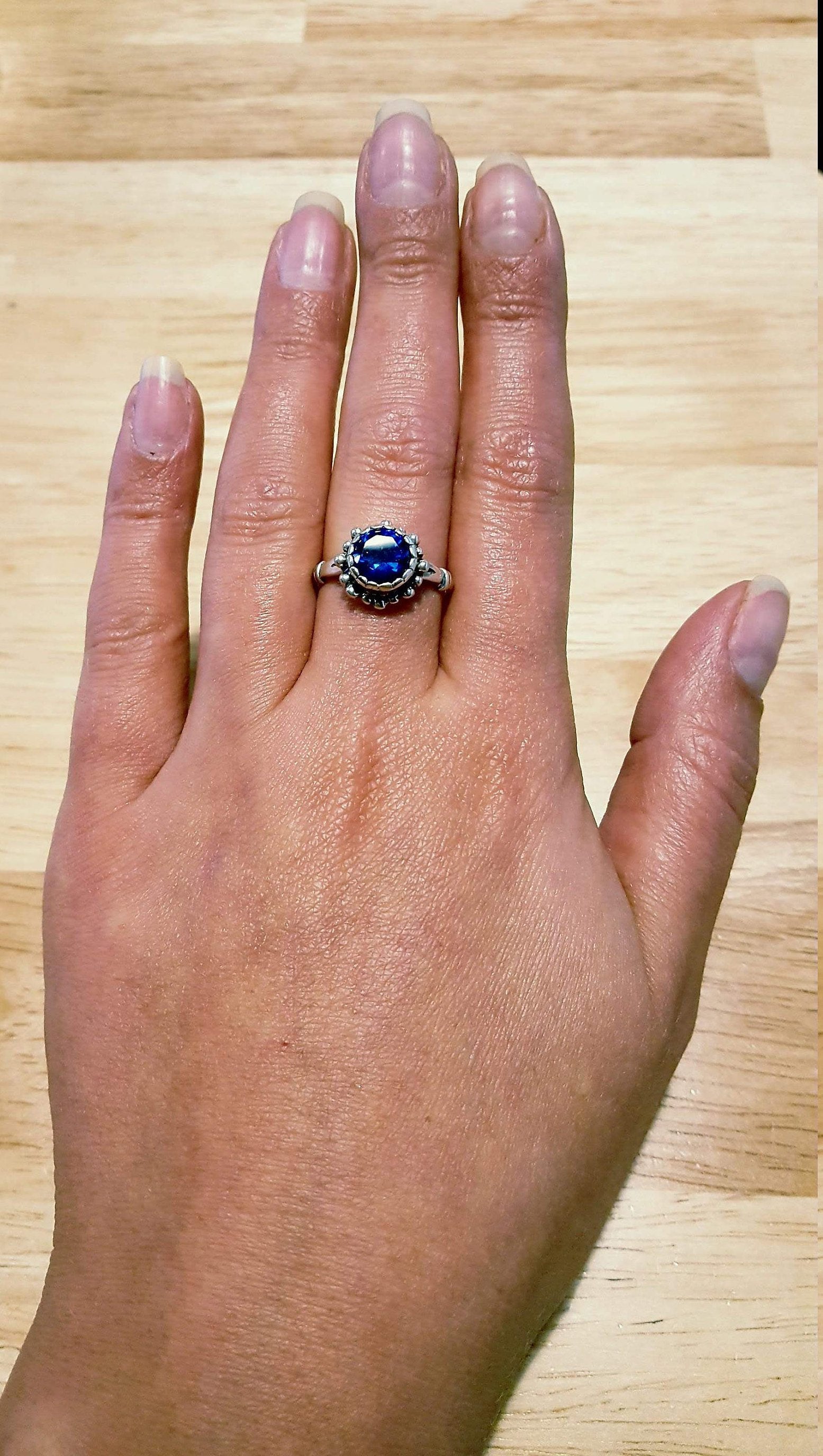Sapphire Ring, Blue Sapphire Ring, Created Sapphire, Vintage Sapphire Ring, 3 Carats, Vintage Rings, Pure Silver, Solid Silver, Blue Ring