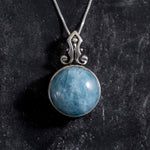 Roman Blue Pendant, Aquamarine Pendant, Natural Aquamarine, March Birthstone, Vintage Pendant, Blue Pendant, Silver Pendant, Aquamarine