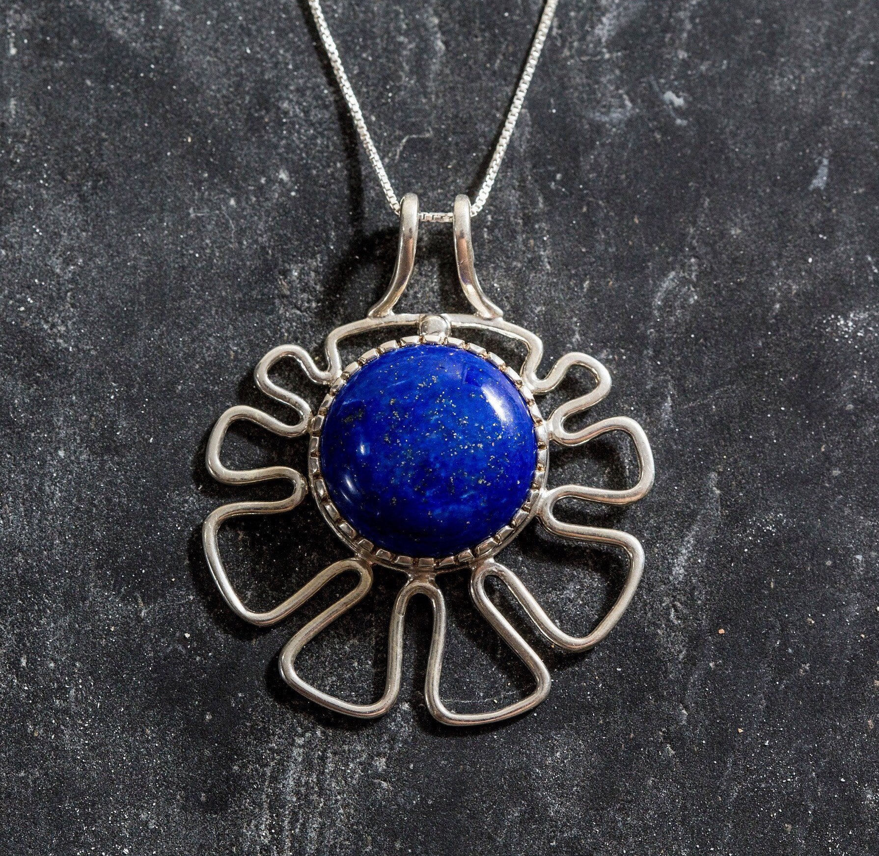Artistic Blue Pendant, Lapis Pendant, Lapis Lazuli, Natural Lapis, December Birthstone, Vintage Pendant, Blue Pendant, Silver Pendant, Lapis