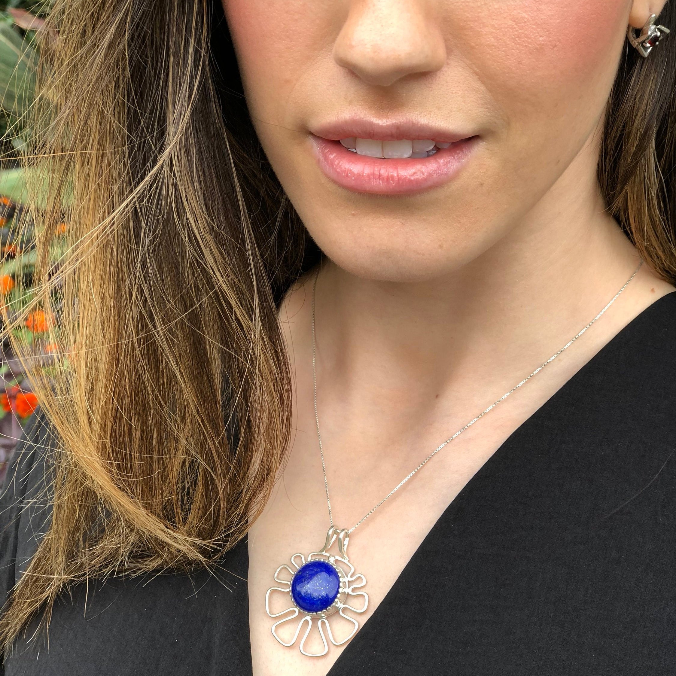 Artistic Blue Pendant, Lapis Pendant, Lapis Lazuli, Natural Lapis, December Birthstone, Vintage Pendant, Blue Pendant, Silver Pendant, Lapis