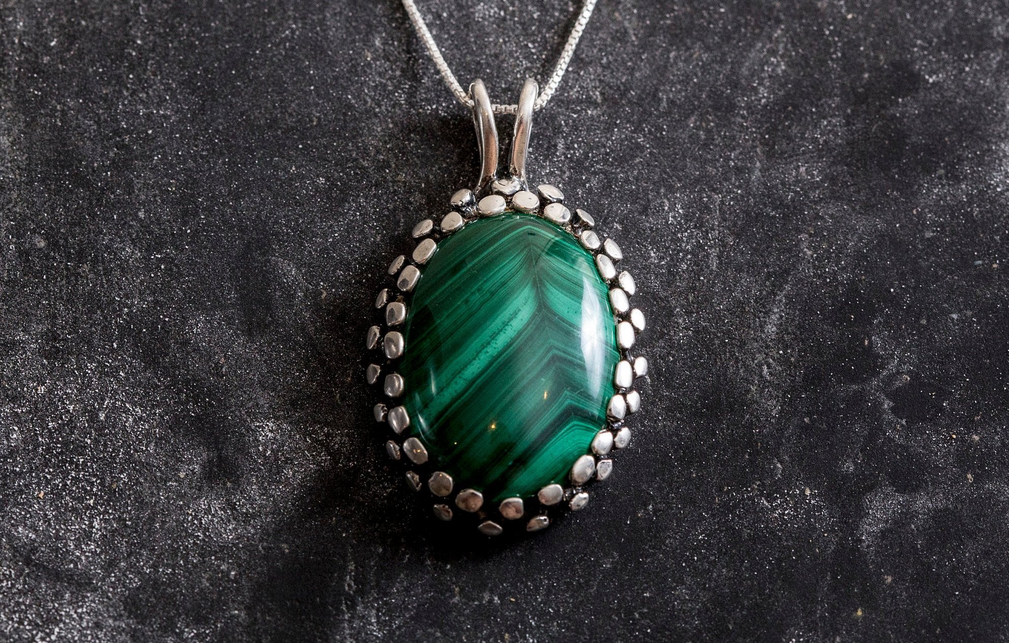 Malachite Pendant Natural Malachite Necklace Green Statement