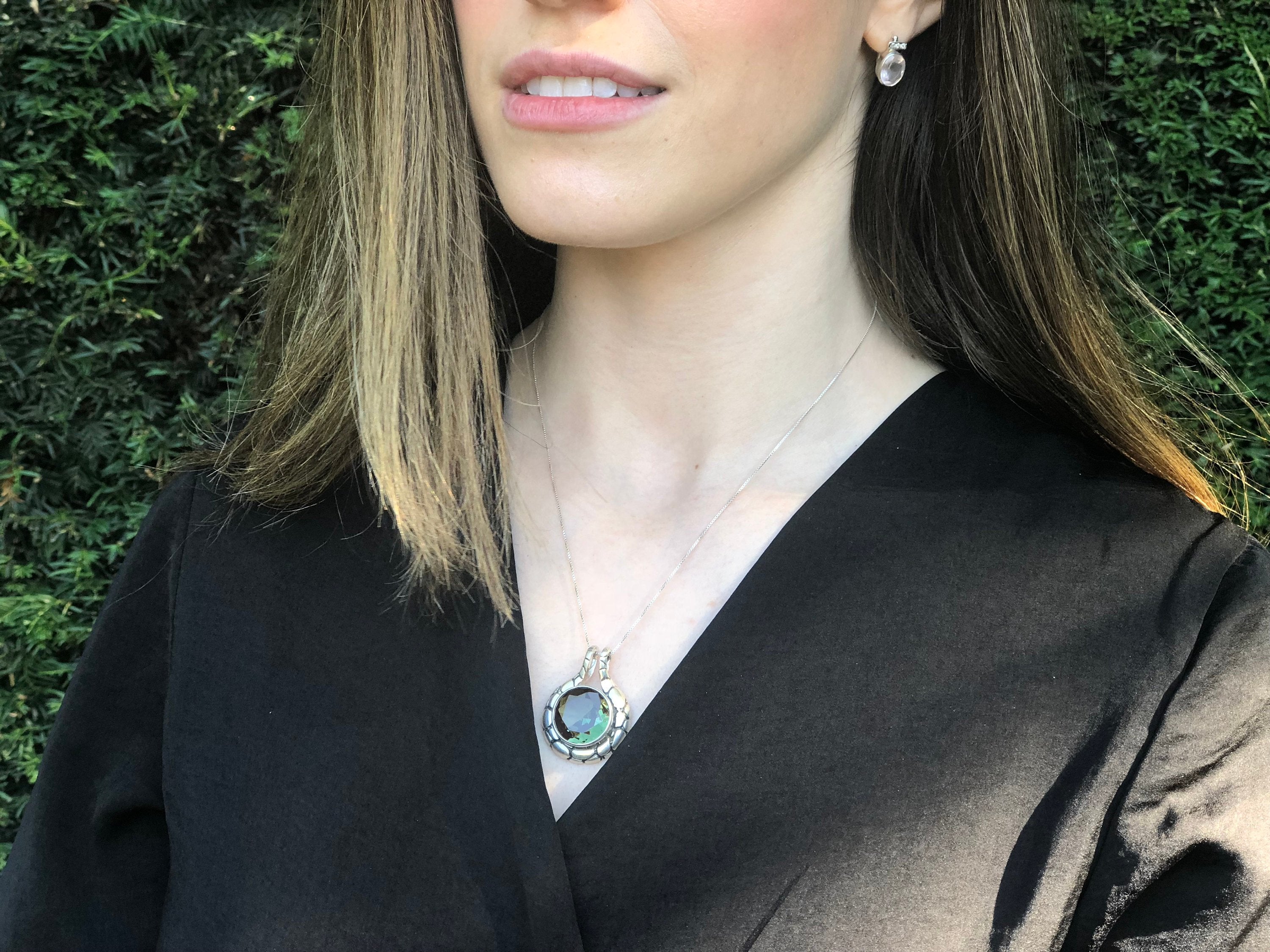 Violet Sapphire Pendant, Created Sapphire, Violet Pendant, Large Pendant, Statement Pendant, Purple Pendant, Heavy Silver Pendant, Violet