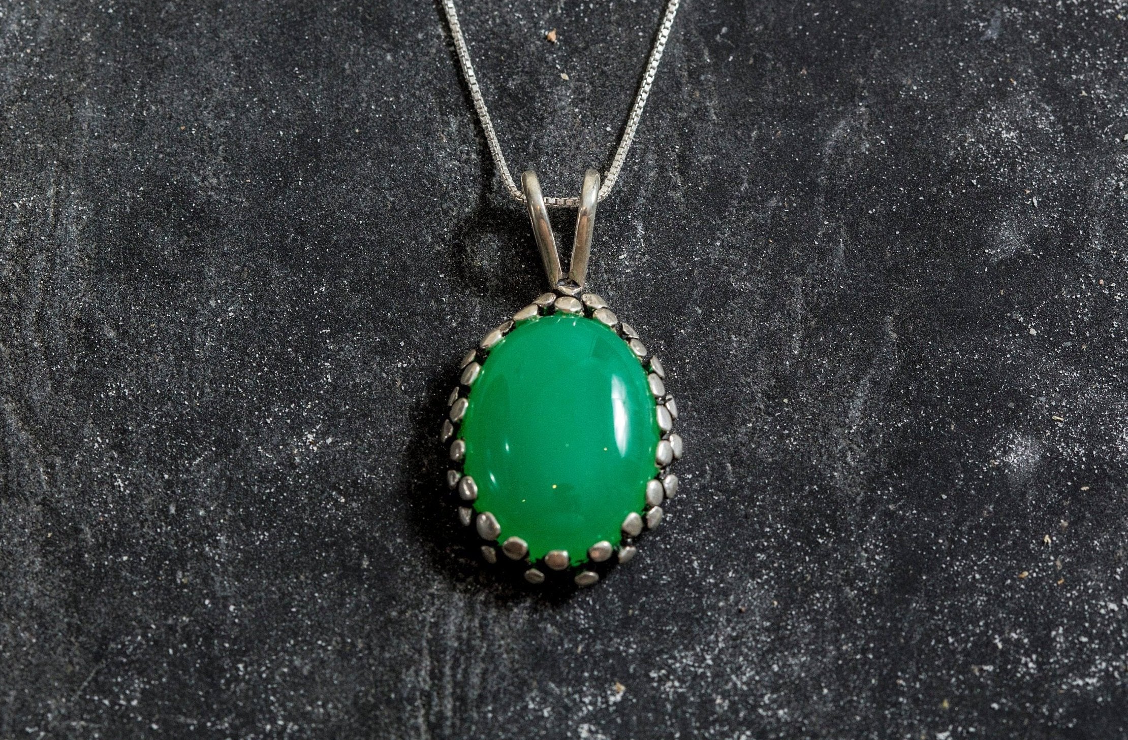 Chrysoprase Pendant, Natural Chrysoprase, May Birthstone, Unique Pendant, May Pendant, Green Pendant, Solid Silver Pendant, Chrysoprase