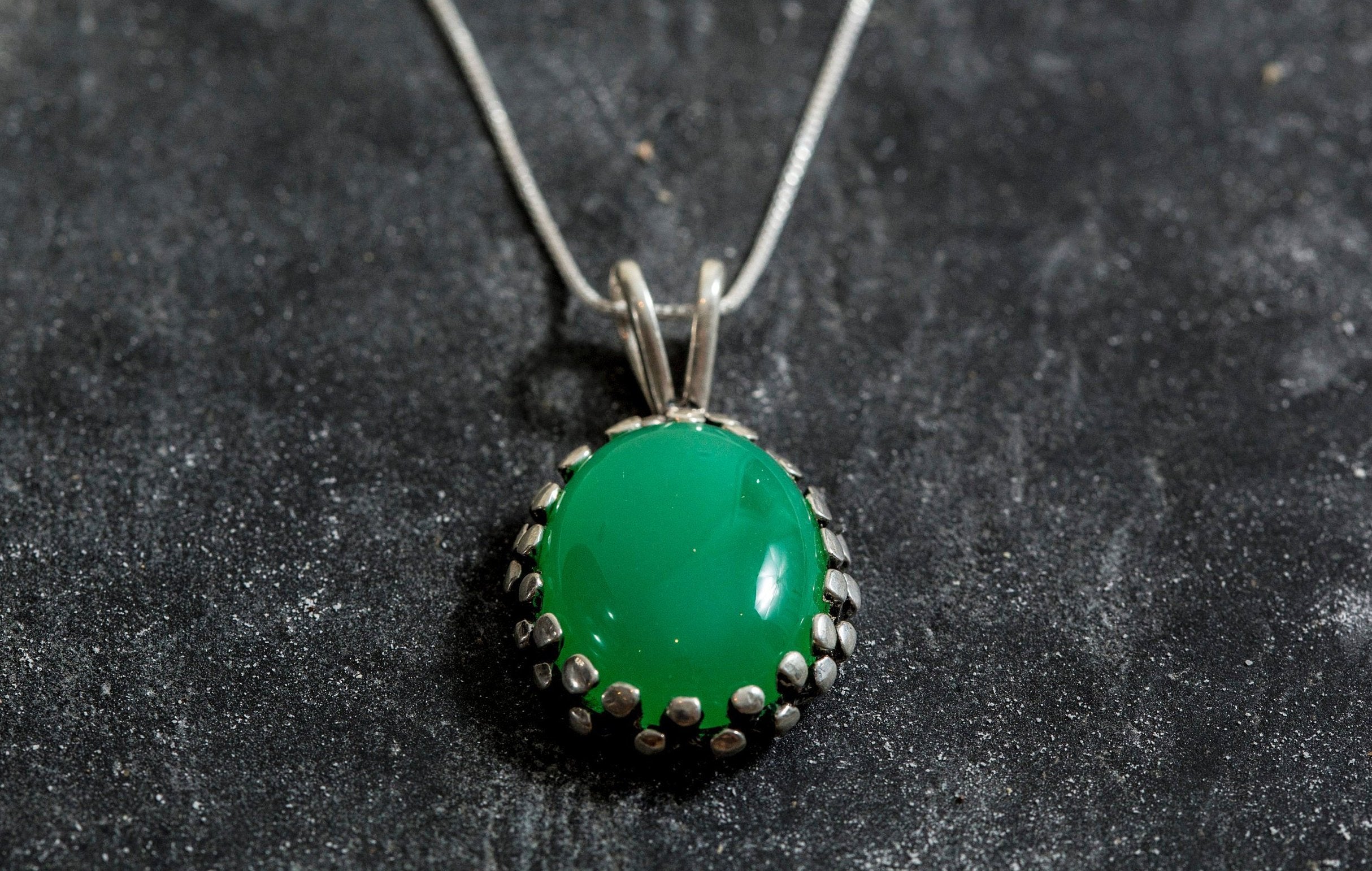 Chrysoprase Pendant, Natural Chrysoprase, May Birthstone, Unique Pendant, May Pendant, Green Pendant, Solid Silver Pendant, Chrysoprase