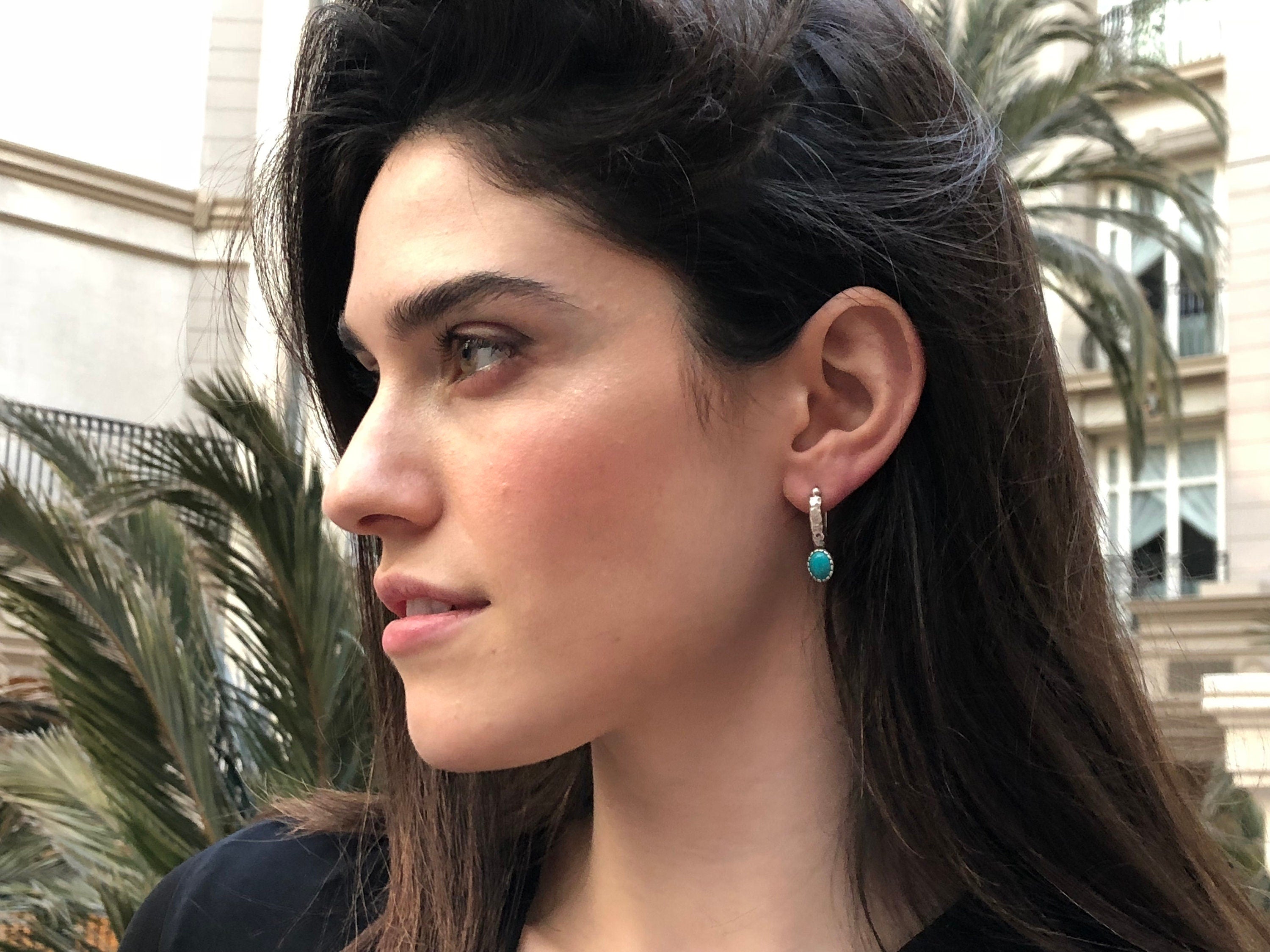 Turquoise Earrings, Natural Turquoise, December Birthstone, Sleeping Beauty, Real Turquoise, Solid Silver, Turquoise, Silver Earrings