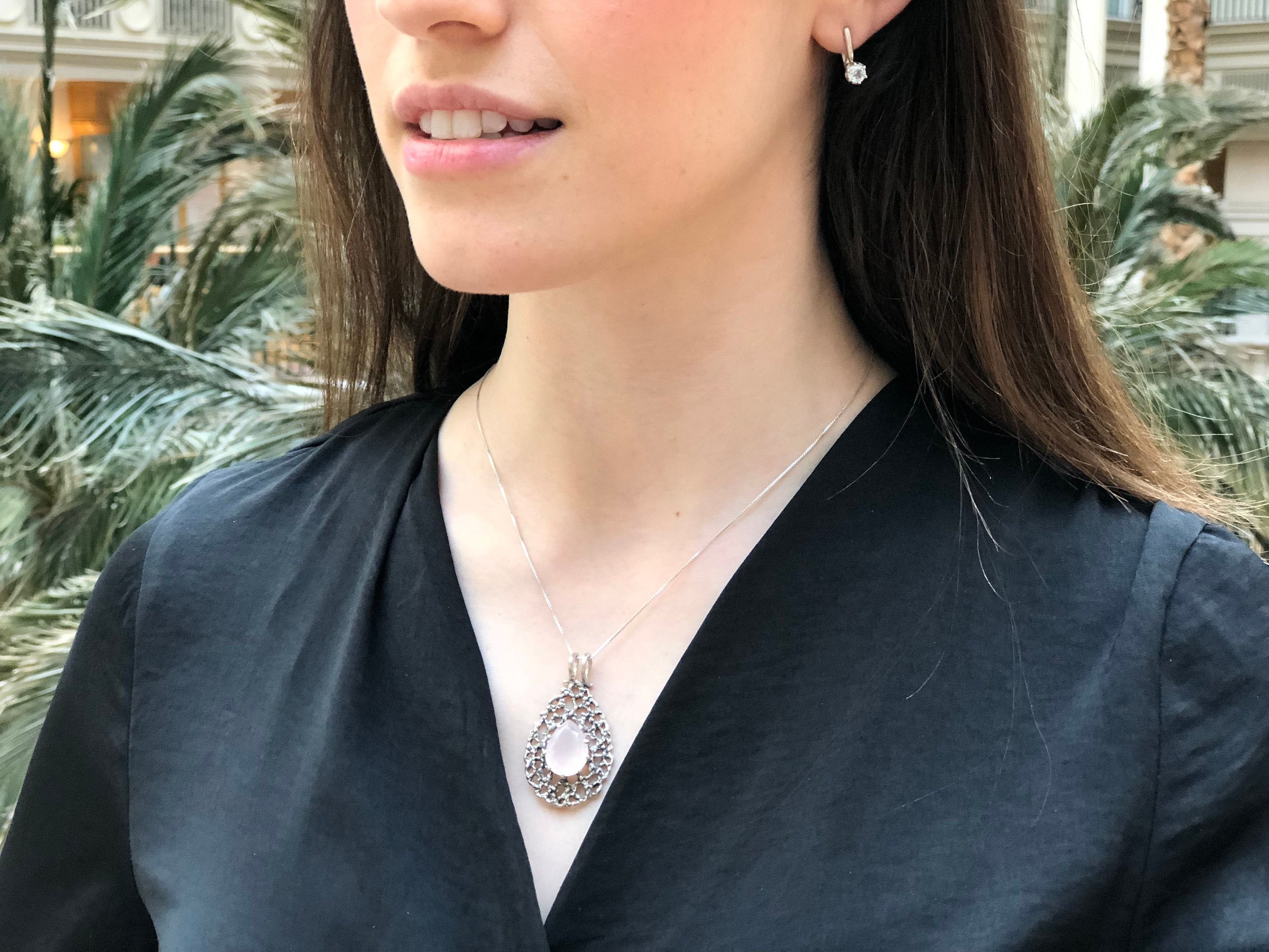 Green Pendant, Green Diamond, Created Diamond, Tear Drop Pendant, Vintage Pendant, Solid Silver, Silver Pendant, Pure Silver, Teardrop charm