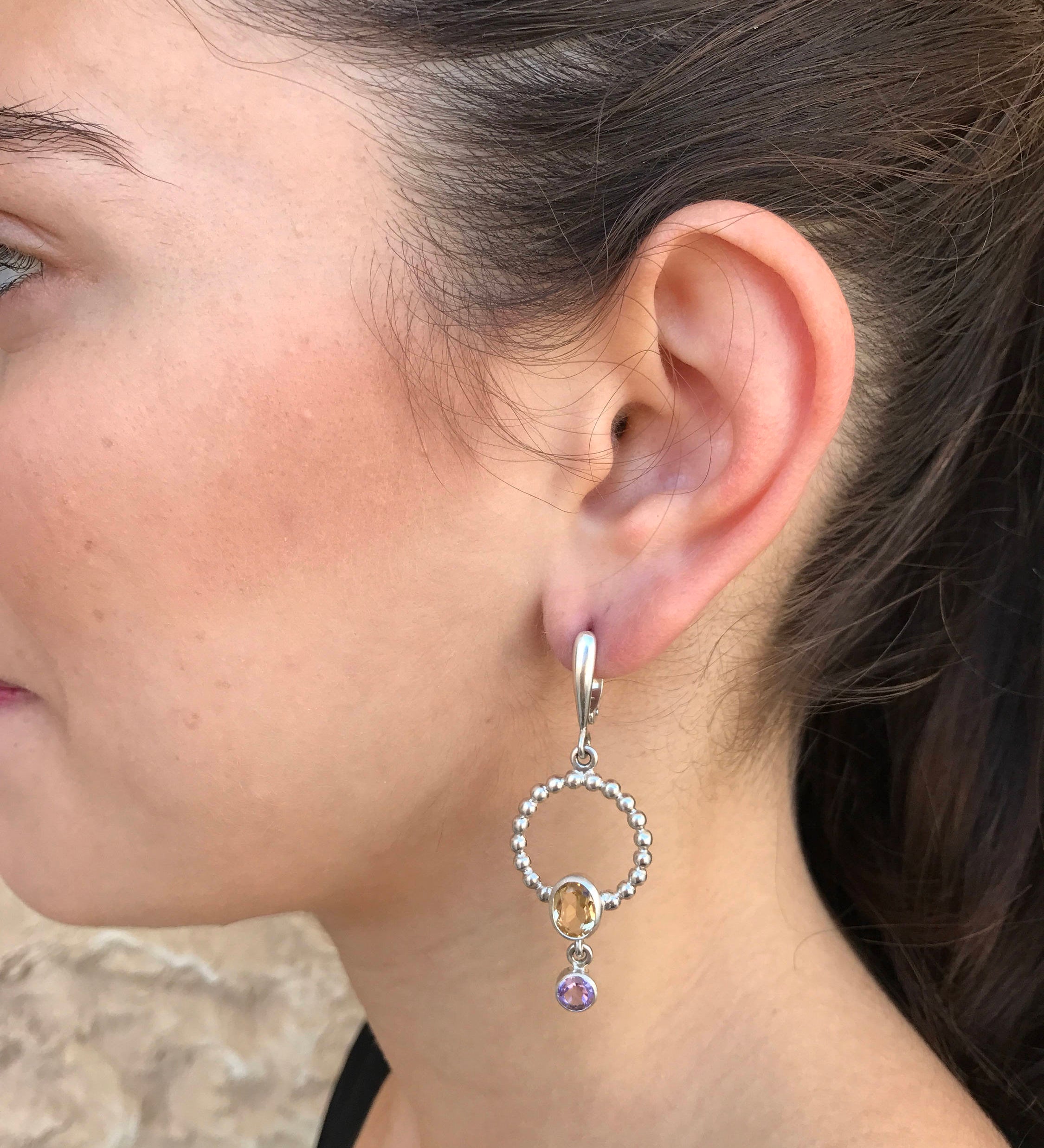 Mystic Topaz Earrings, Natural Topaz Earrings, Purple Earrings, Long Earrings, November Earrings, Vintage Earrings, Silver Earrings, Topaz