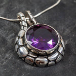 Violet Sapphire Pendant, Created Sapphire, Violet Pendant, Large Pendant, Statement Pendant, Purple Pendant, Heavy Silver Pendant, Violet