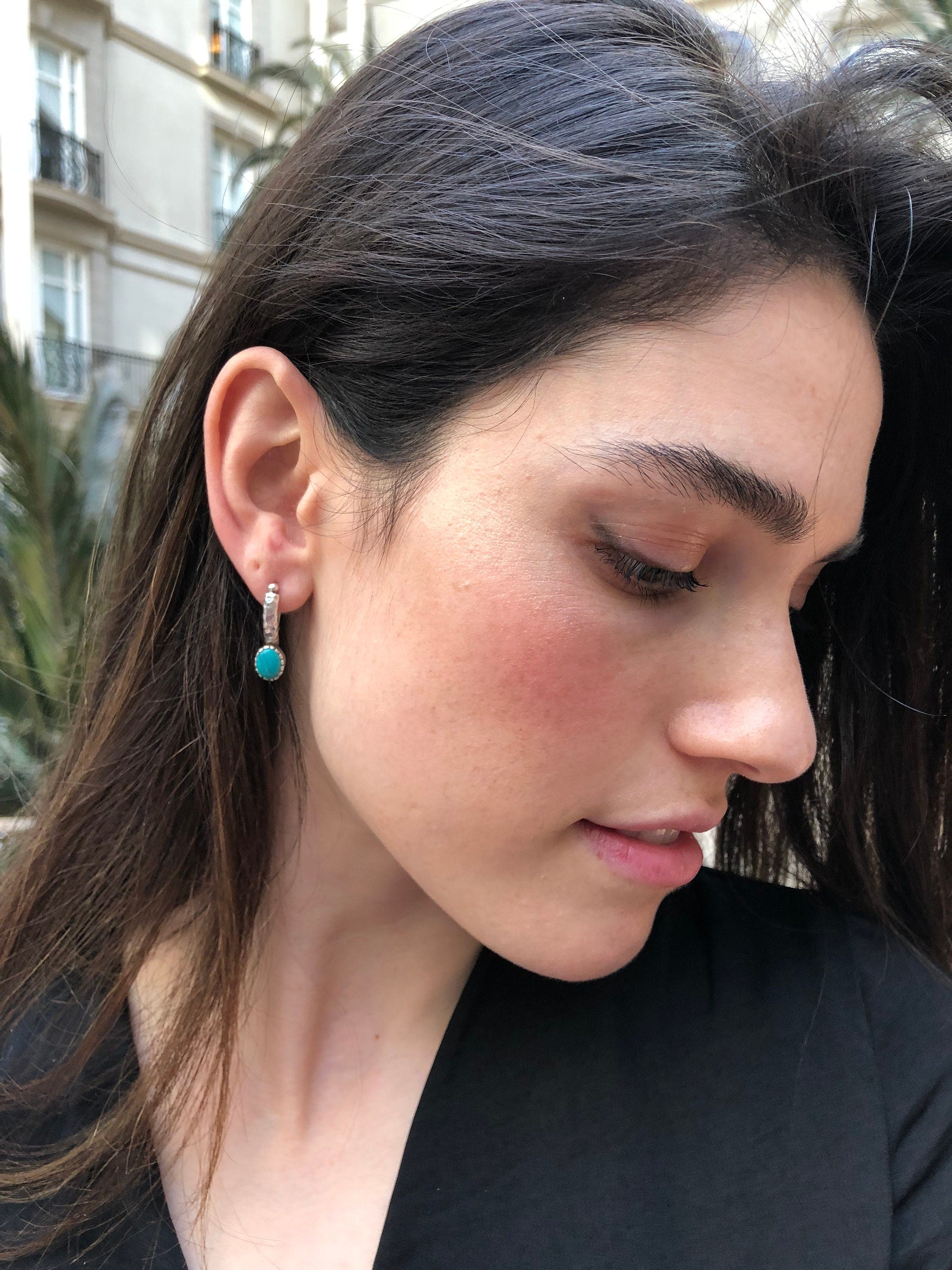 Turquoise Earrings, Natural Turquoise, December Birthstone, Sleeping Beauty, Real Turquoise, Solid Silver, Turquoise, Silver Earrings