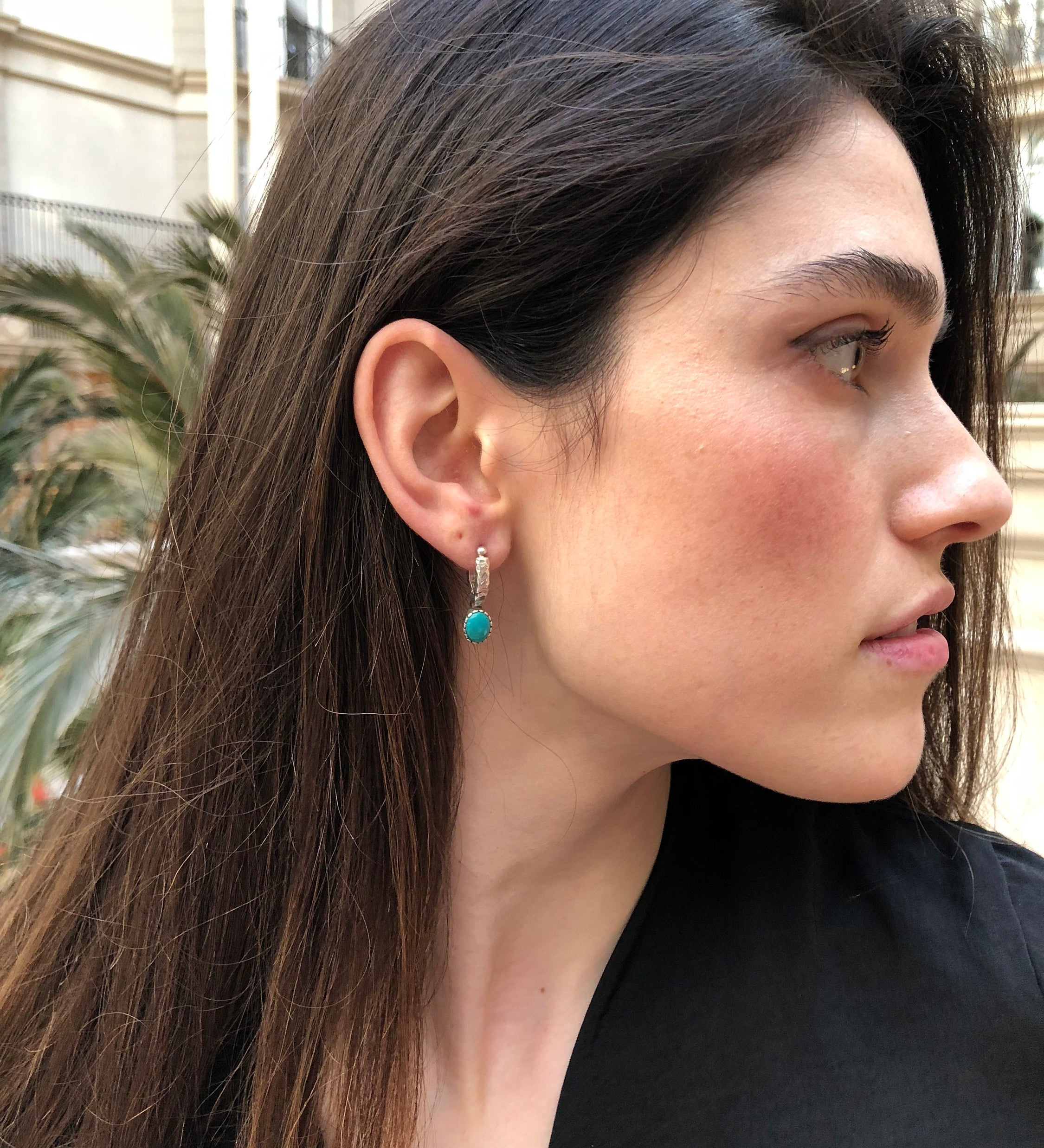 Turquoise Earrings, Natural Turquoise, December Birthstone, Sleeping Beauty, Real Turquoise, Solid Silver, Turquoise, Silver Earrings