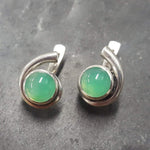 Chrysoprase Earrings, Natural Chrysoprase, Round Earrings, Green Earrings, Stud Earrings, Teardrop Earrings, Green Studs, Silver Earrings