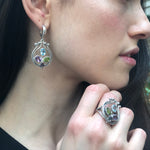 Harps Earrings, Natural Topaz, Long Earrings, Vintage Earrings, Heavy Earrings, Birthstone Earrings, Colorful Earrings, 925 Silver Earrings
