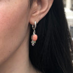 Coral Earrings, Angel Skin Coral, Vintage Earrings, Dangling Earrings, Dainty Earrings, Long Earrings, Orange Earrings, 925 Silver Earrings