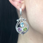 Harps Earrings, Natural Topaz, Long Earrings, Vintage Earrings, Heavy Earrings, Birthstone Earrings, Colorful Earrings, 925 Silver Earrings