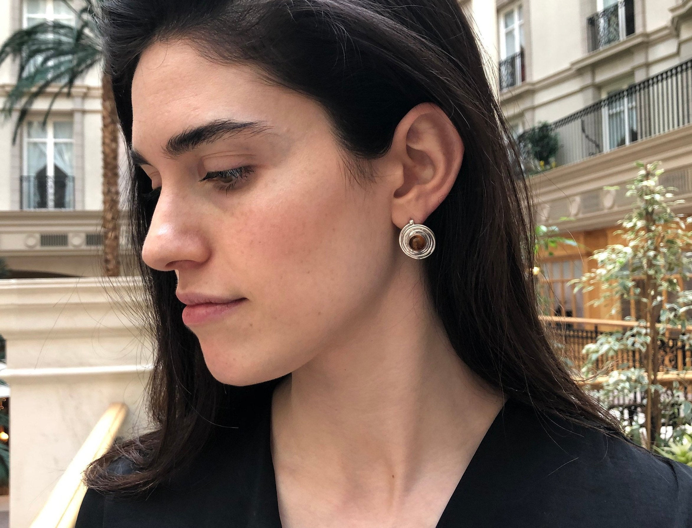 chanel silver pearl earrings sterling