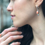 Coral Earrings, Angel Skin Coral, Vintage Earrings, Dangling Earrings, Dainty Earrings, Long Earrings, Orange Earrings, 925 Silver Earrings